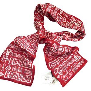 COACH Signature Graffiti Muffler Scarf Red NWT $98